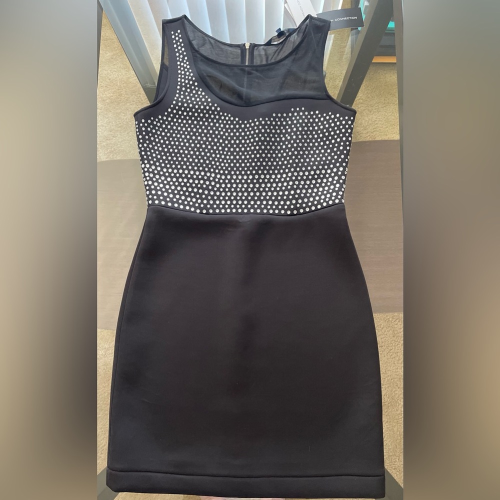 French Connection Black and Silver Mini Dress